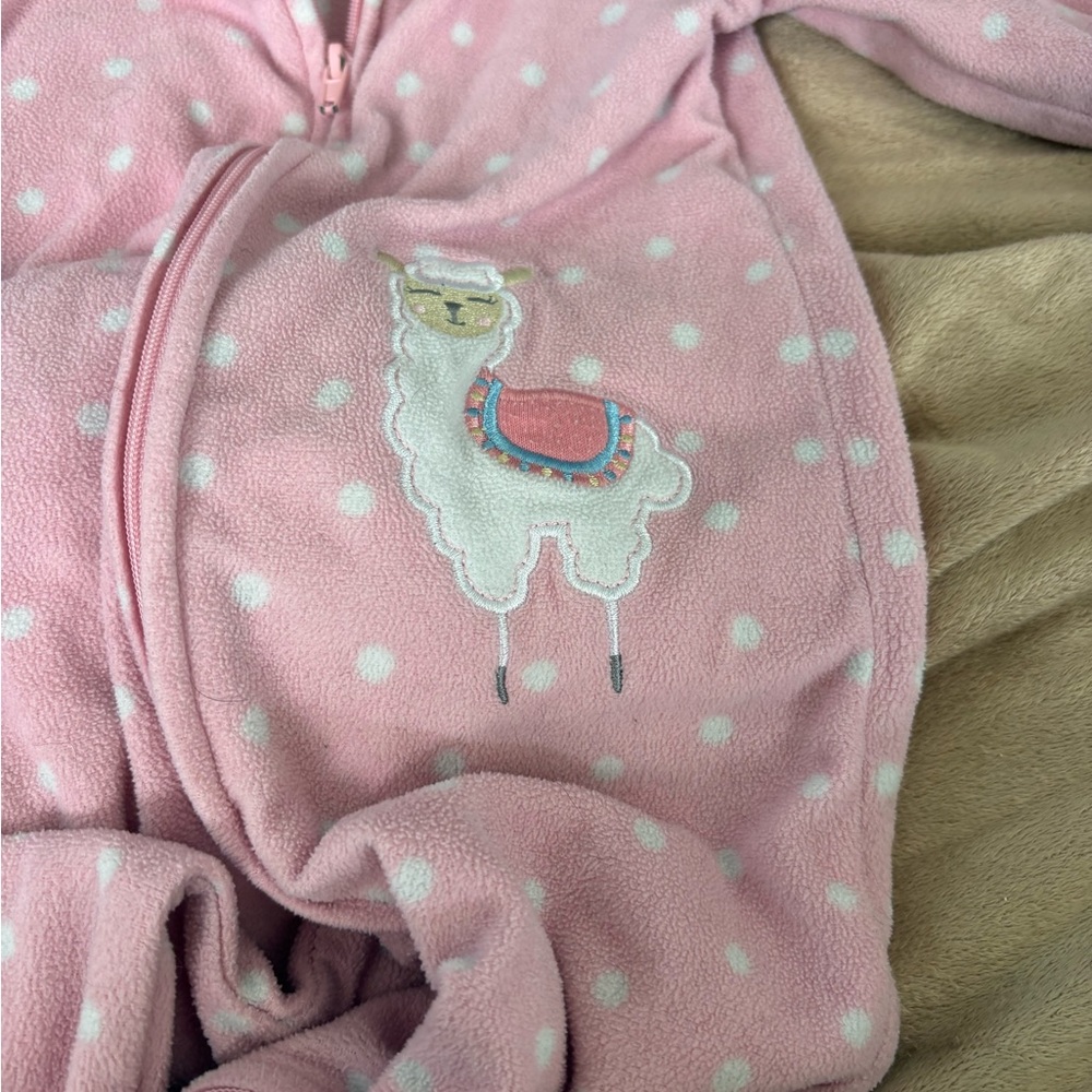 Little Me Pink Polka Dot Llama Pajama Set